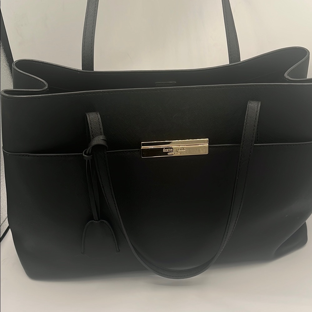 kate spade Black Leather Tote with Gold Hardware